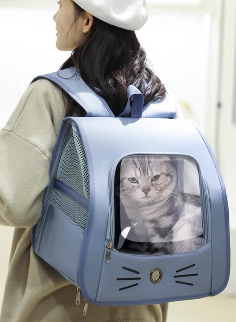 Breathable Portable Pet Carrier Bag Cute Cat Outdoor Travel Puppy Cat Bag Transparent Space Pet Backpack Dark Blue - Image 2